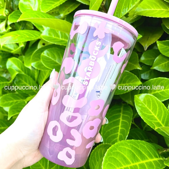 Starbucks Accessories - 🐯LAST ONE💖Starbucks 2021 Pink Cheetah Leopard Glass Cold Cup Tumbler